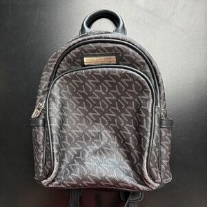 Jones New York Backpack Womens Mini Black Monogram Faux Leather‎ Zip JNY Classic